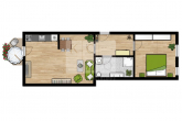 Grundriss - 2-Zimmer-Wohnung mit Terrasse und offener Küche im König-Georg-Wohnpark Wurzen