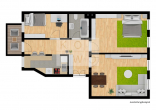 Grundriss - 3-Raum-Wohnung mit Laminat, Badewanne und Balkon in zentraler Lage am Zoo!