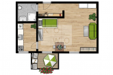 Grundriss - 1-Zimmer-Wohnung mit Balkon im König-Georg-Wohnpark Wurzen